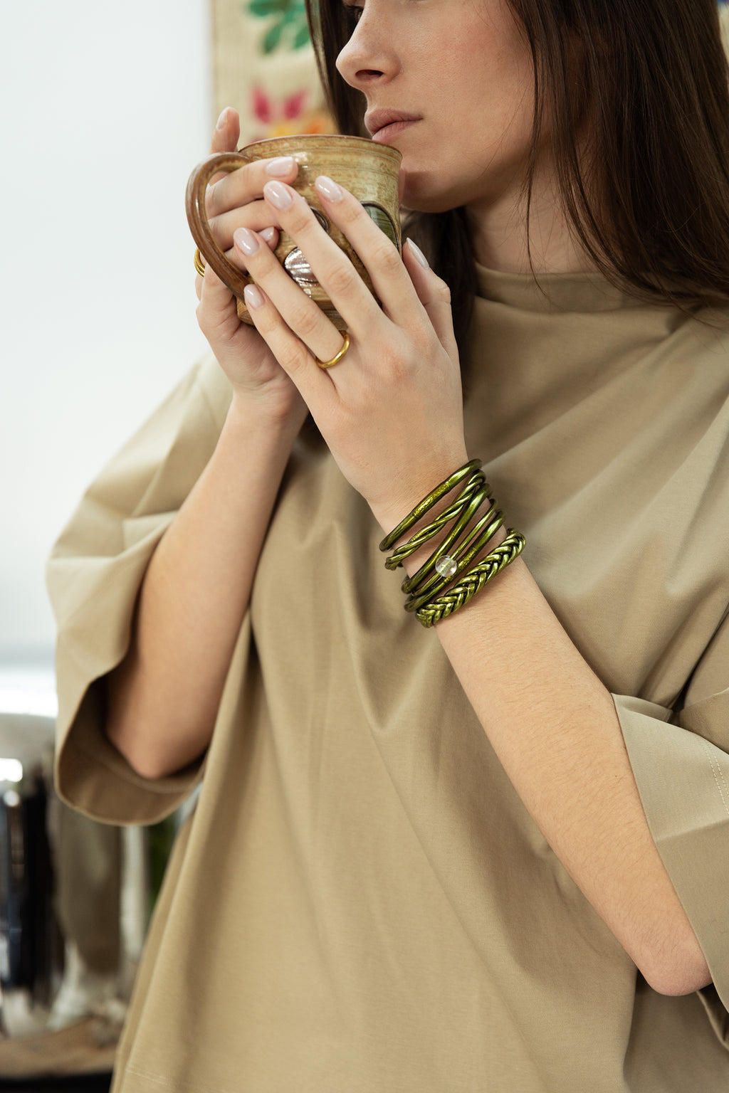 Buddhist Mantra Bangle Khaki