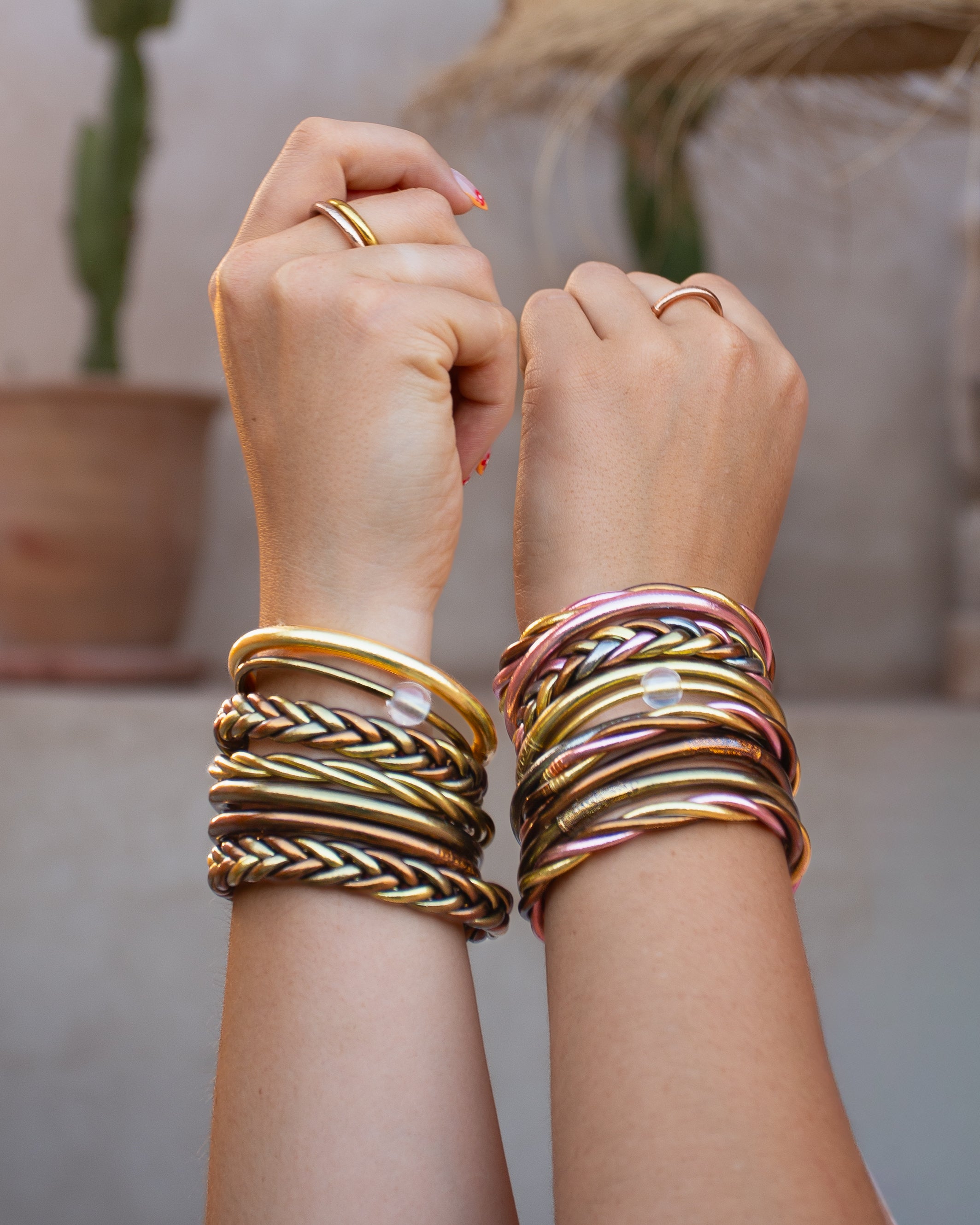 Buddhist Mantra Bangle Light Gold