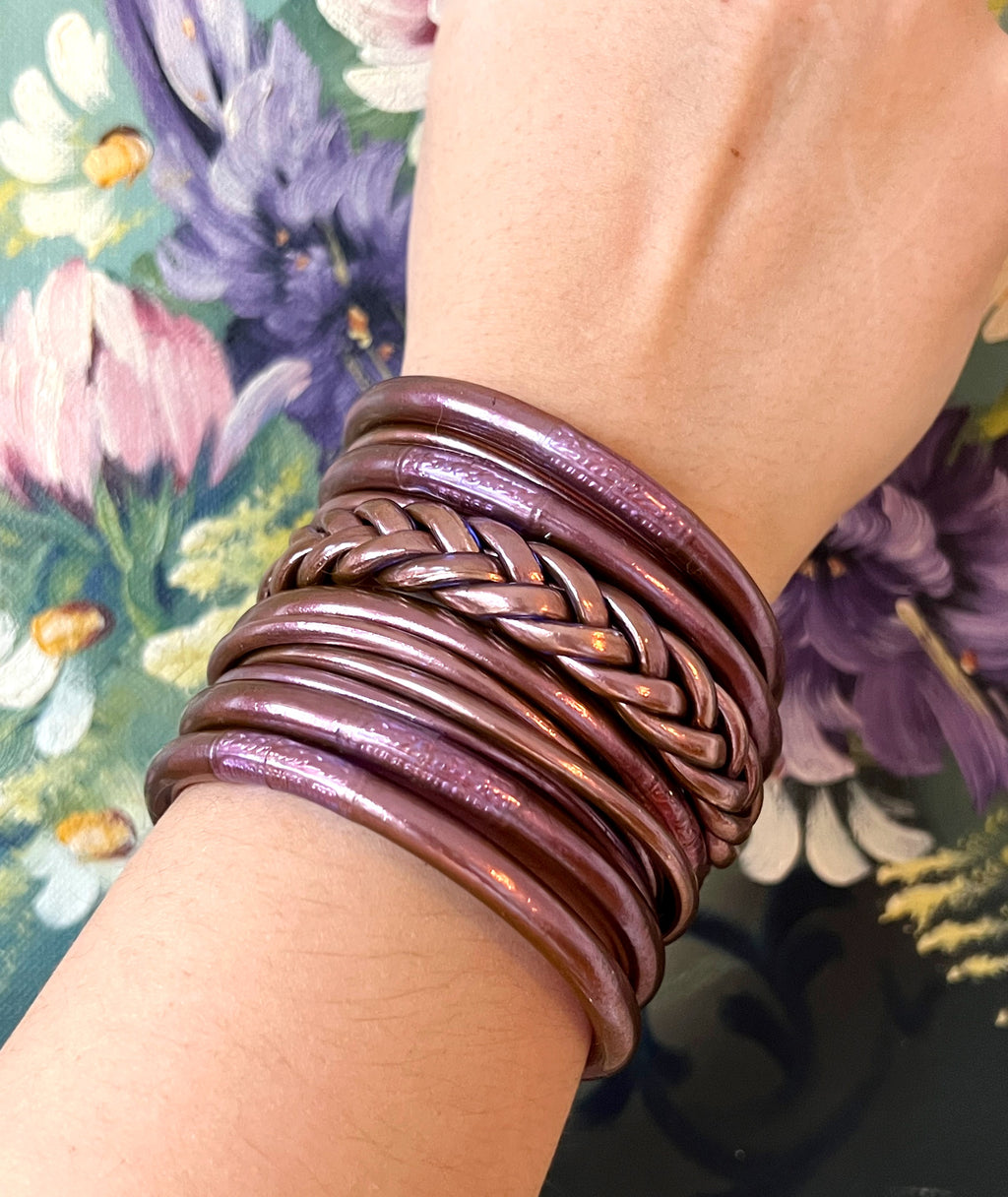 Buddhist Mantra Bangle Plum