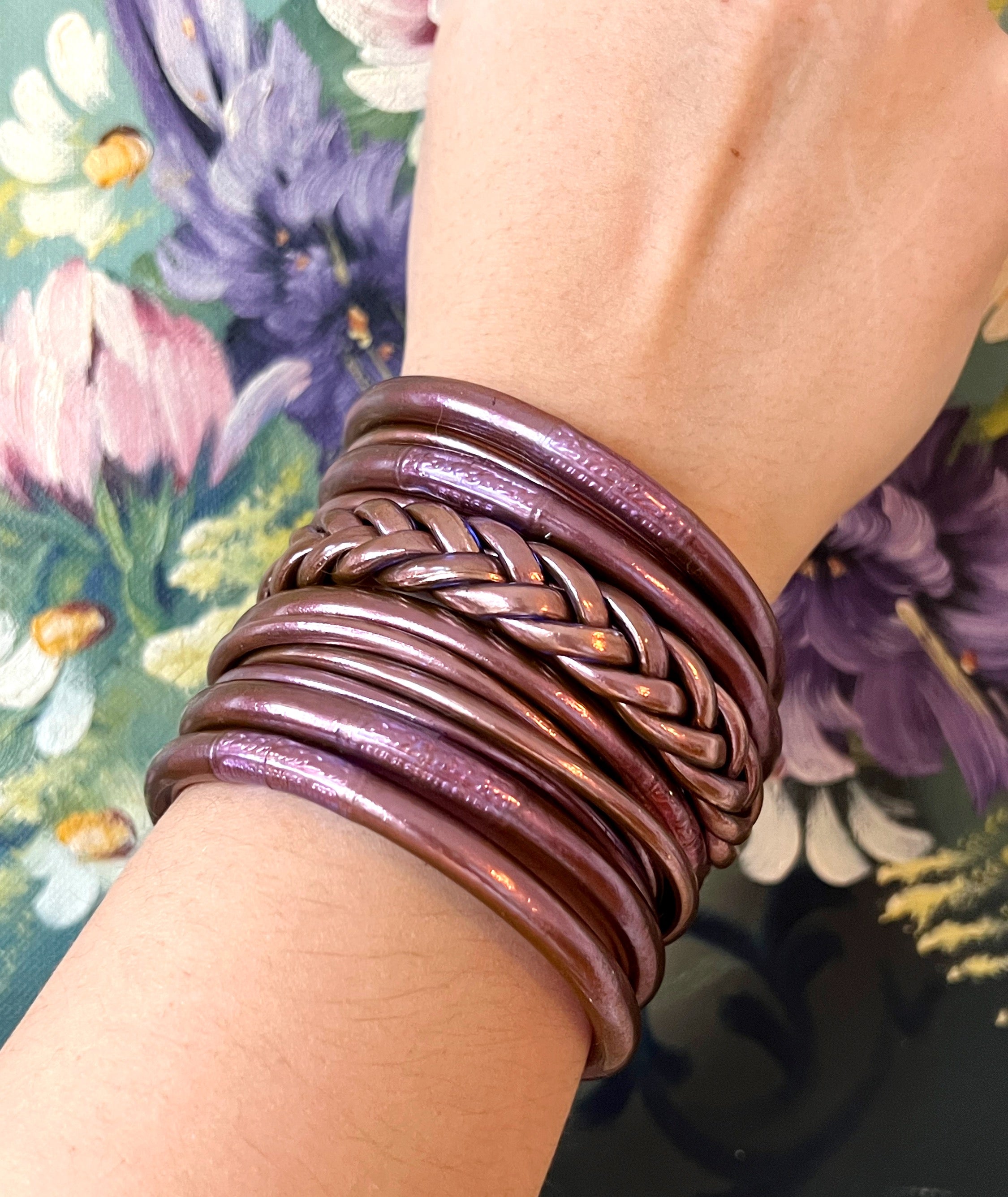 Buddhist Mantra Bangle Plum
