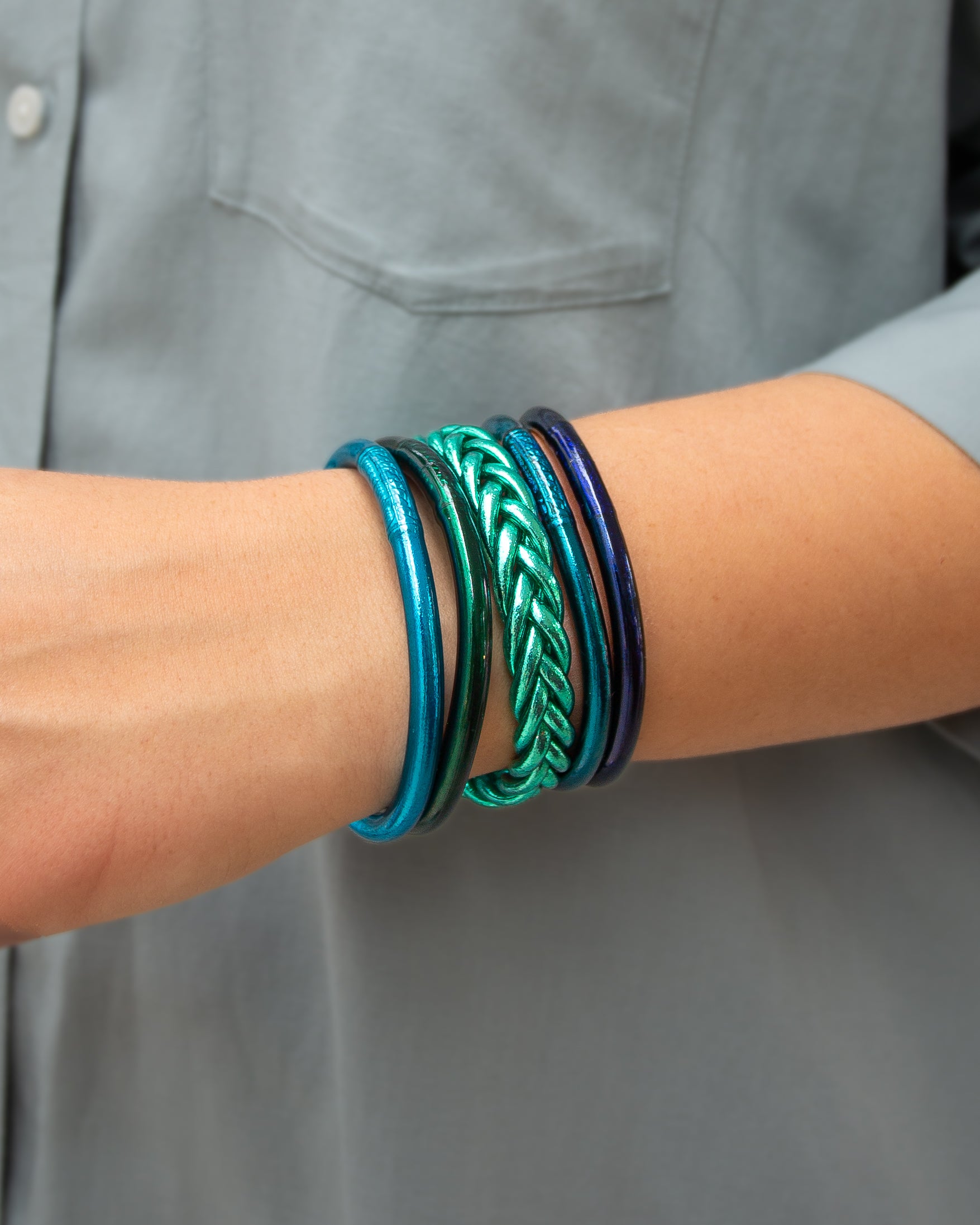 Buddhist Mantra Bangle English Green