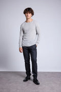 Rundhalset sweater Josh - Lysegrå - Herre - 100% kashmir