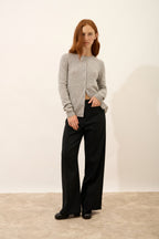 Just Cashmere - Cardigan Med Rund Hals - Katharine - Nuage Chiné