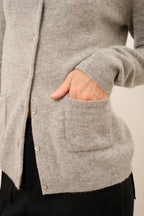 Just Cashmere - Cardigan Med Rund Hals - Katharine - Nuage Chiné