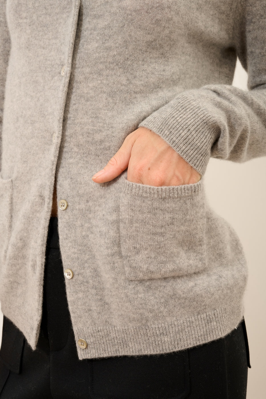 Just Cashmere - Cardigan Med Rund Hals - Katharine - Nuage Chiné