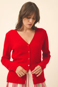 Cardigan Col V - Norma - Rouge