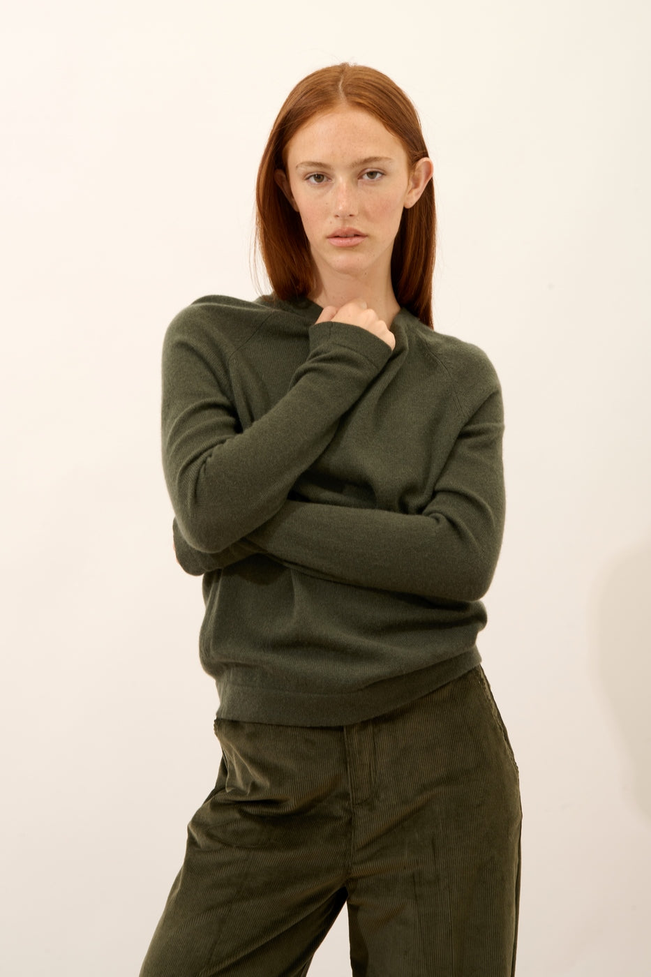 Sweter z Okrągłym Dekoltem - Jane - Khaki