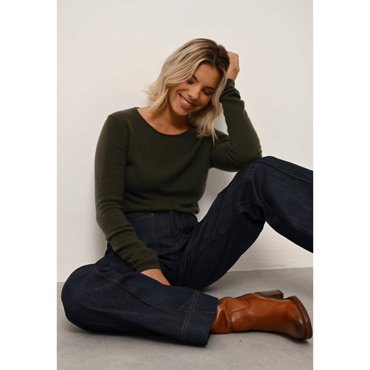 Rundhalsad Tröja Vivian - Khaki