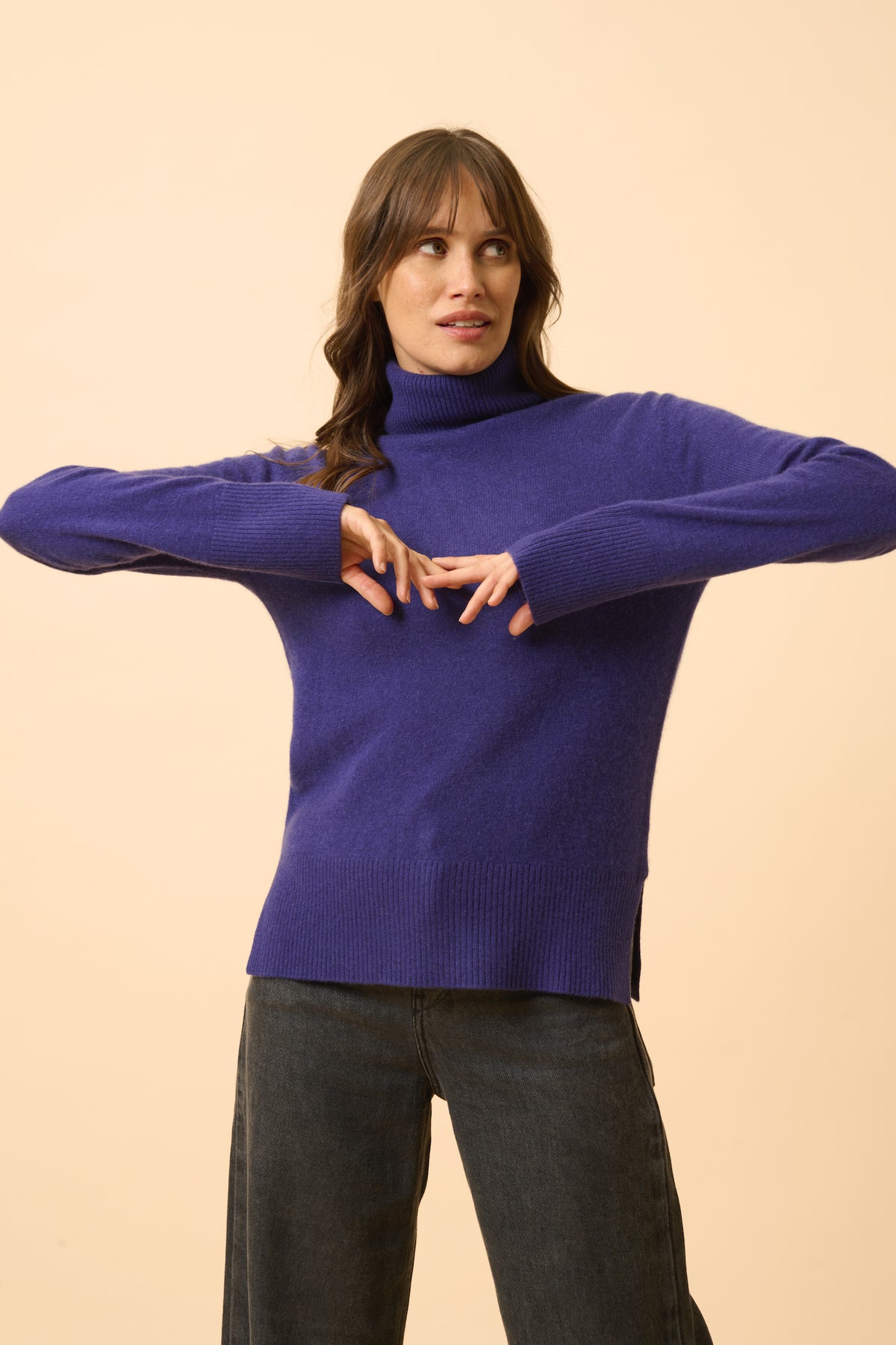 Just Cashmere - Jersey Cuello Cisne - Lexie - Purple