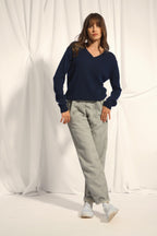 V-Neck Jumper - Nora - Navy