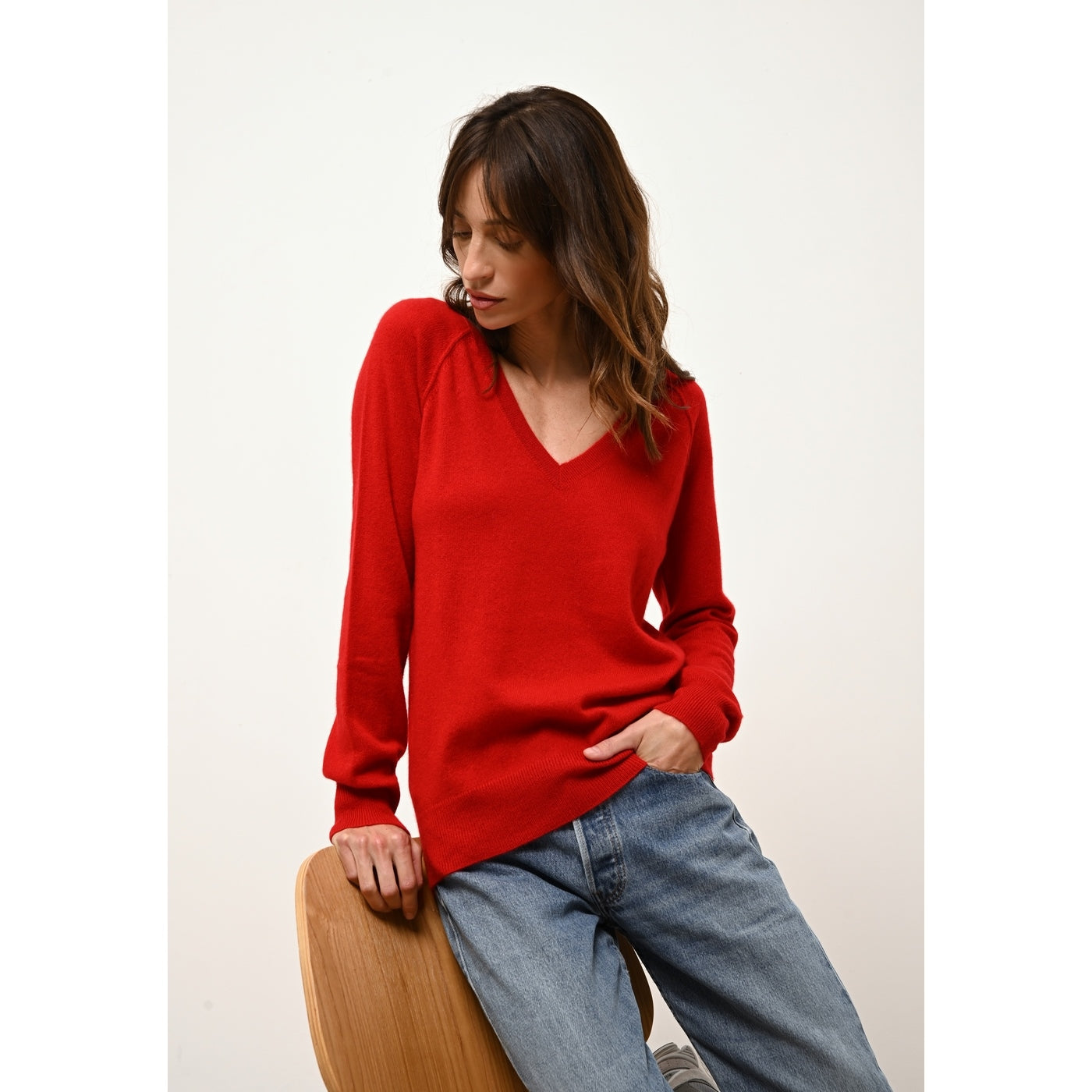 Jersey Cuello en V - Phoebe - Rojo