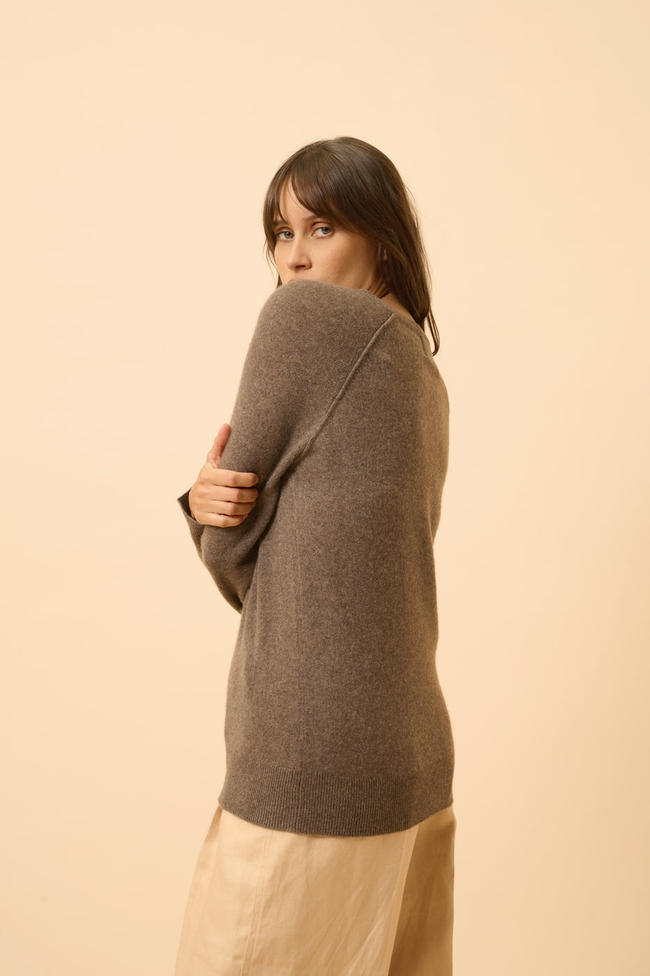 Pullover mit V-Ausschnitt - Phoebe - Taupe Meliert