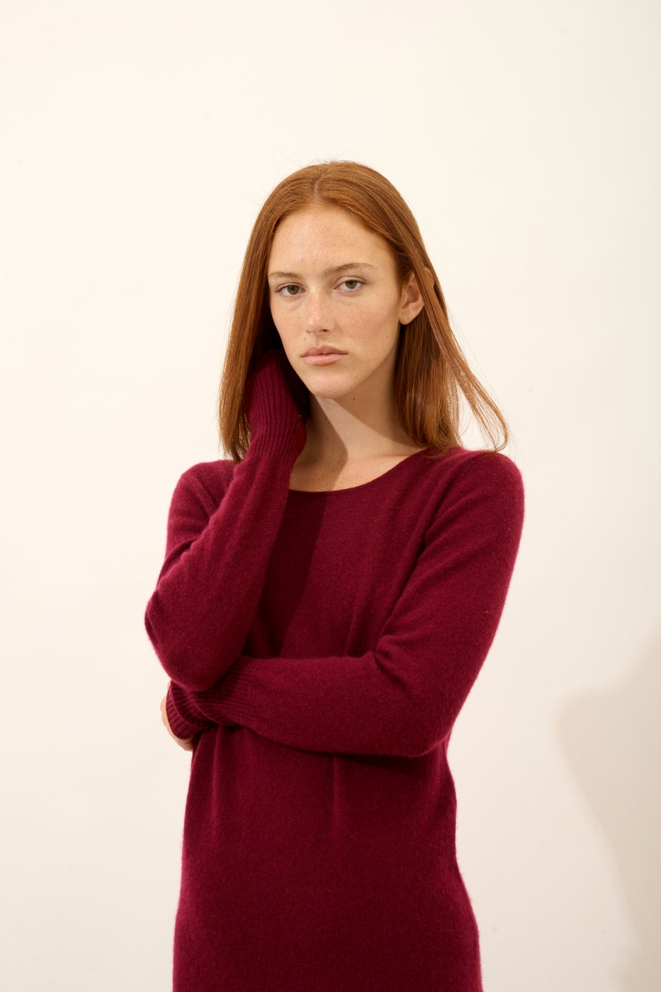 Jurk Met Ronde Hals - Susan - Bordeaux