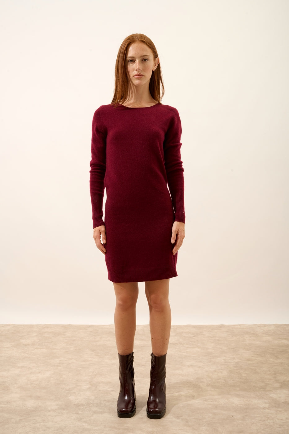 Jurk Met Ronde Hals - Susan - Bordeaux