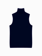 Pull Col Roulé Sans Manches - Violet - Navy
