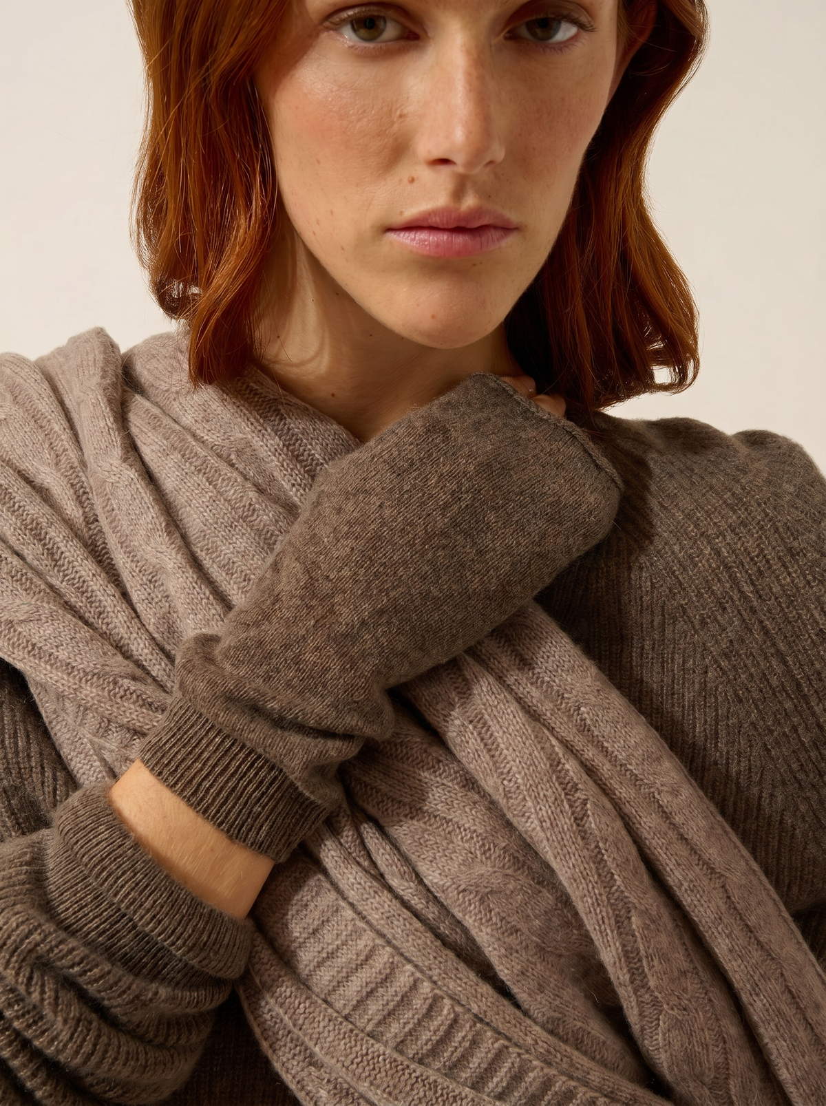 Fingerless Gloves - Zoe - Mottled Taupe