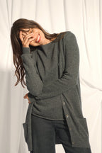 Cardigan Col V - Chelsea - Anthracite Chiné