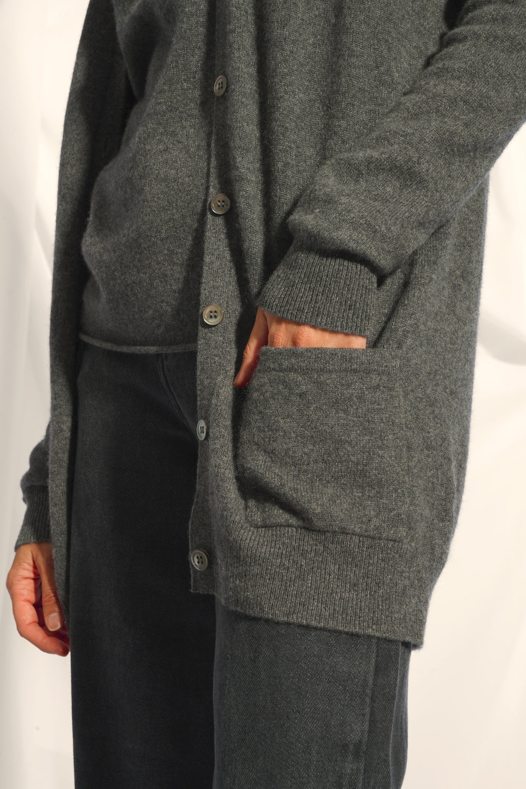 Cardigan Col V - Chelsea - Anthracite Chiné