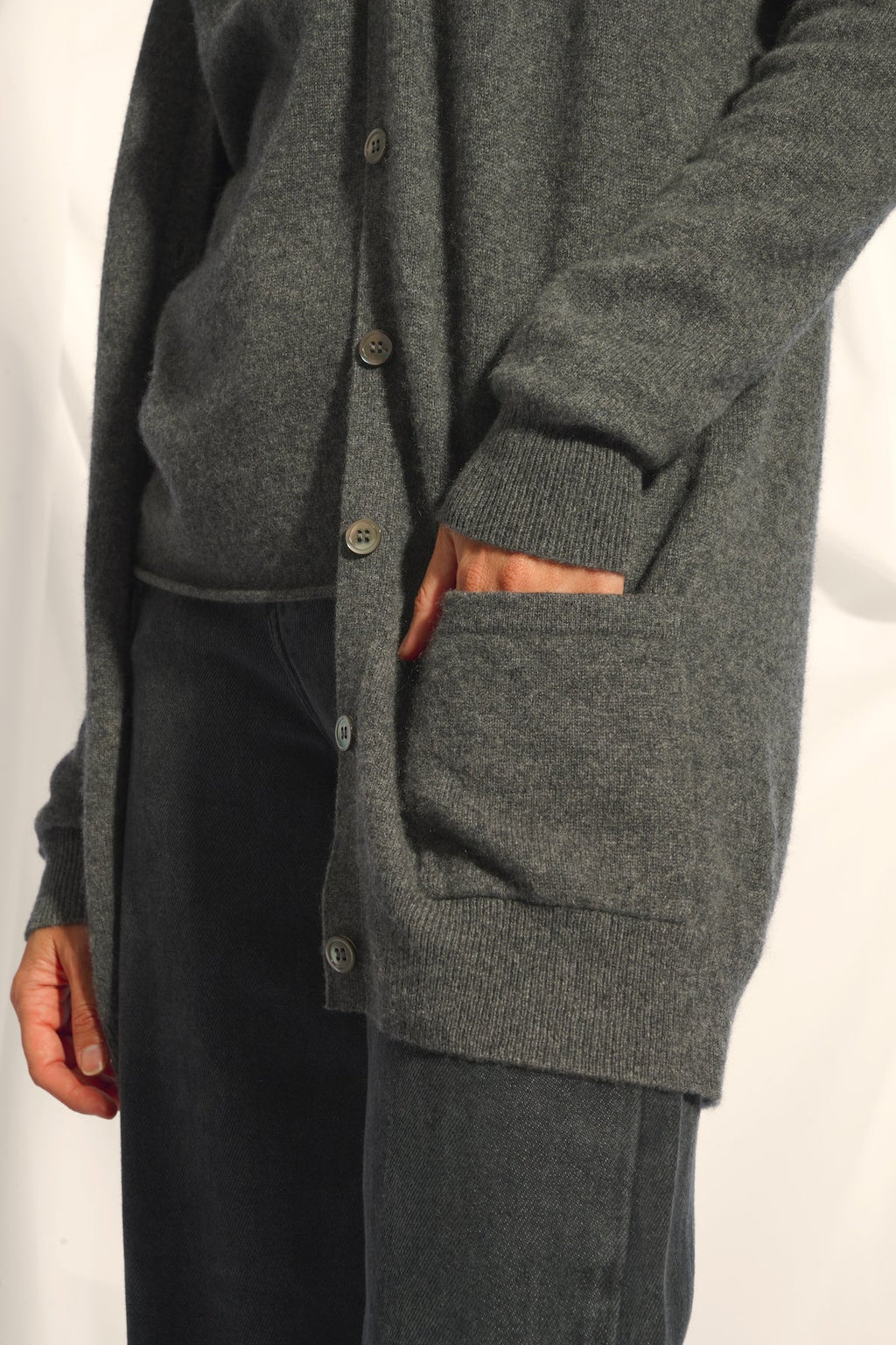 Cardigan Col V - Chelsea - Anthracite Chiné