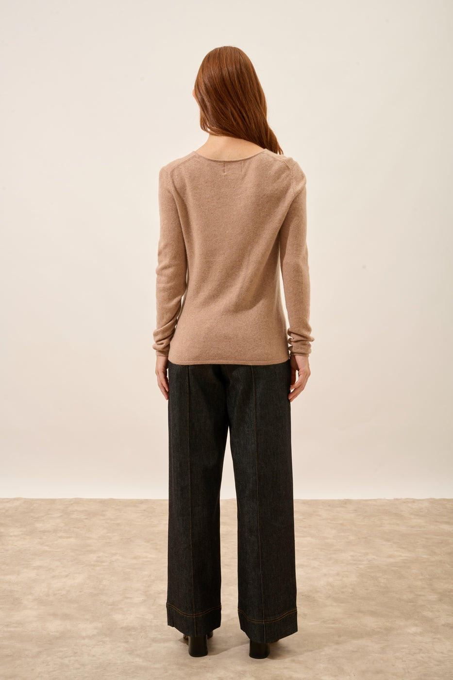 Sweter z okrągłym dekoltem - Vivian - Camel Chiné