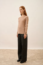 Sweter z okrągłym dekoltem - Vivian - Camel Chiné