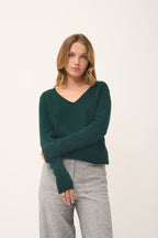 Pullover mit V-Ausschnitt - Joan - Zypresse
