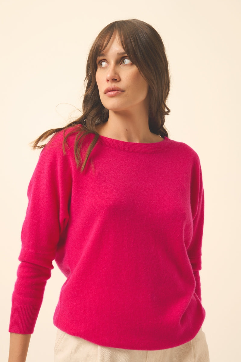 Just Cashmere - Jersey Manga Murciélago - Rebecca - Fucsia
