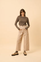Maglione Girocollo - Jane - 100% Cashmere, 2 Fili - Grigio Talpa Melange - Donna