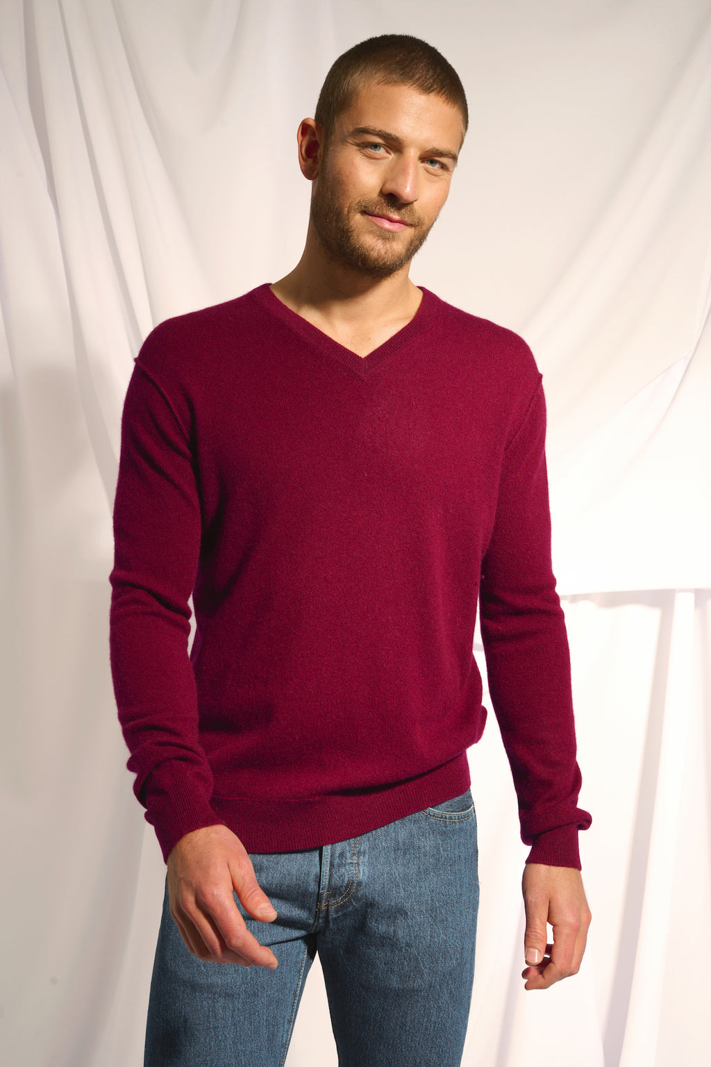 Pull Col V - Tom - Bordeaux