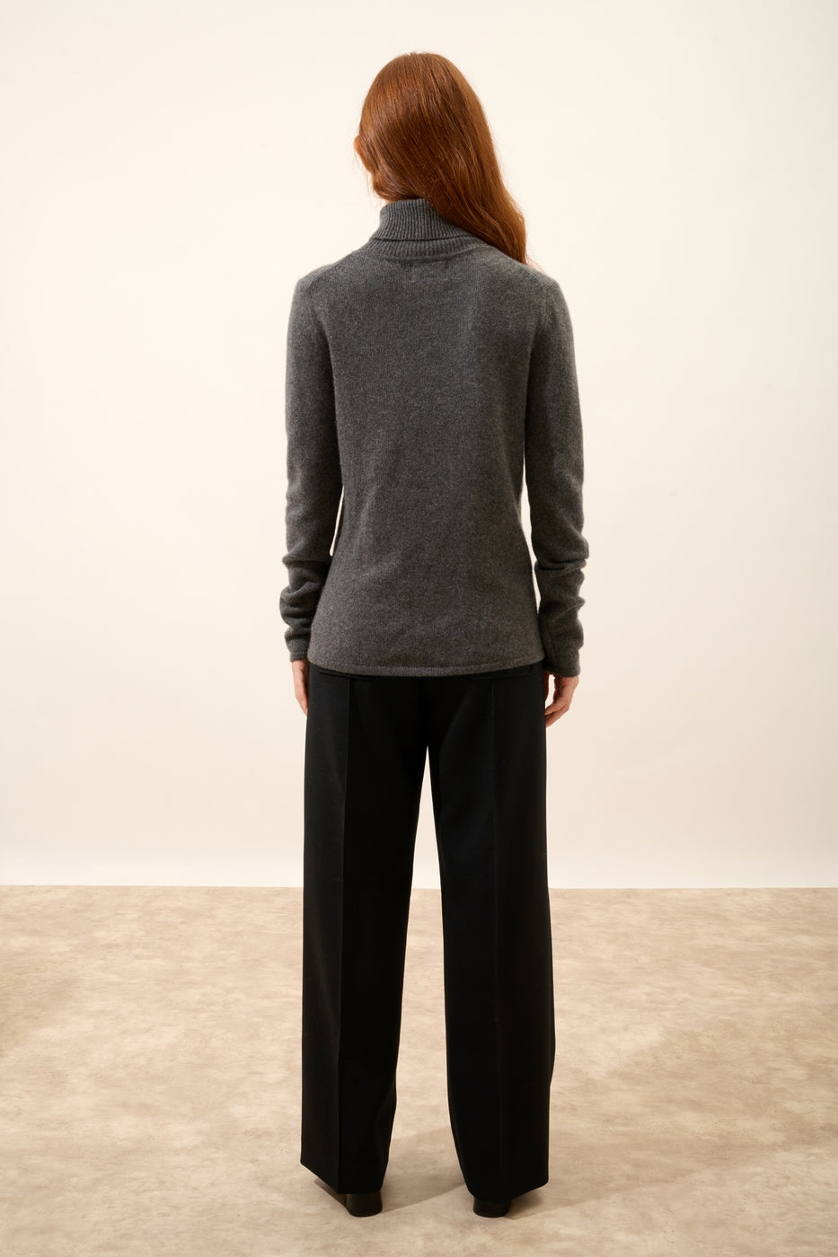 Sweter z golfem z 4-nitkowej przędzy – June – Melanżowy antracyt