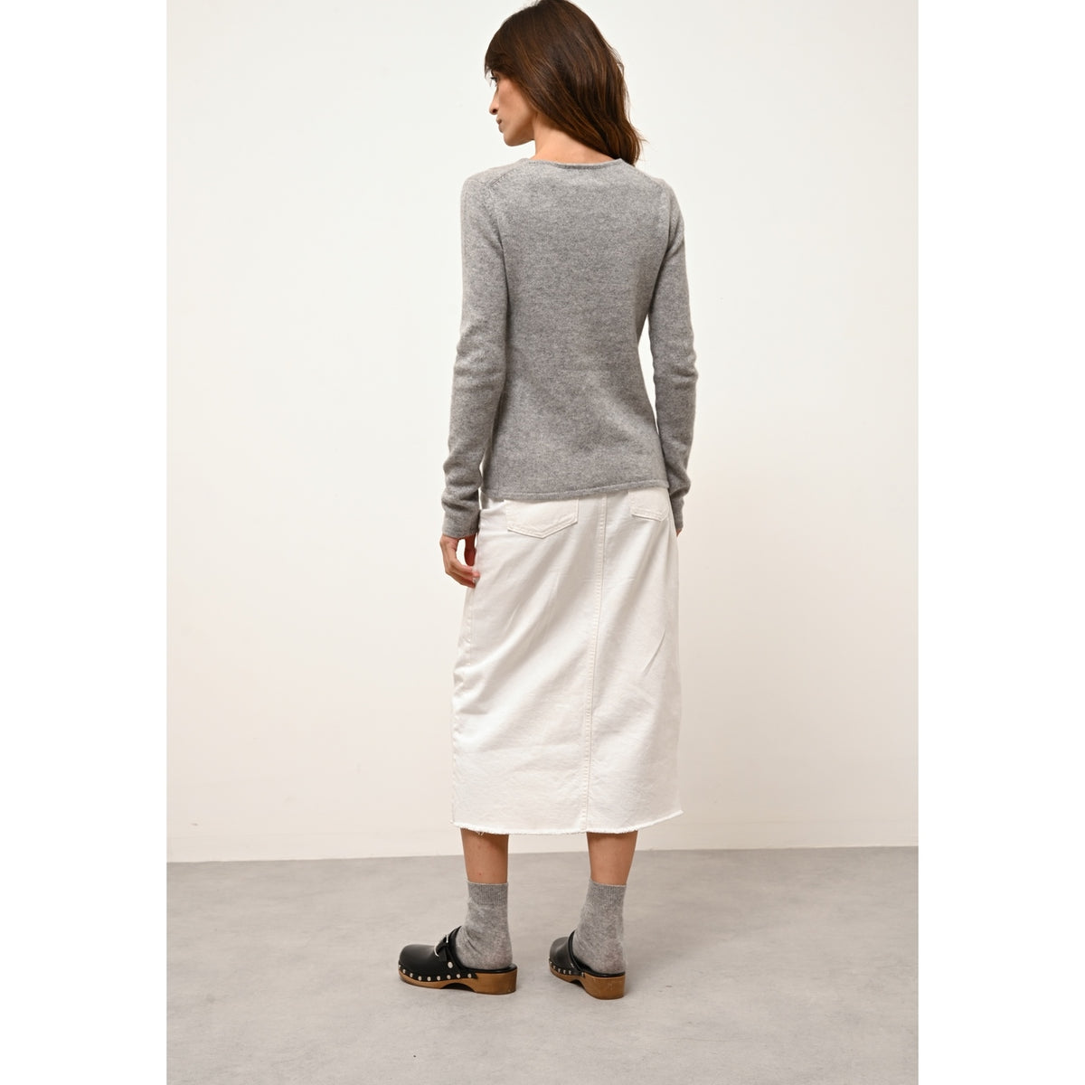 Sweter z Okrągłym Dekoltem 4-Wątkowy – Joyce – Nuage Chiné