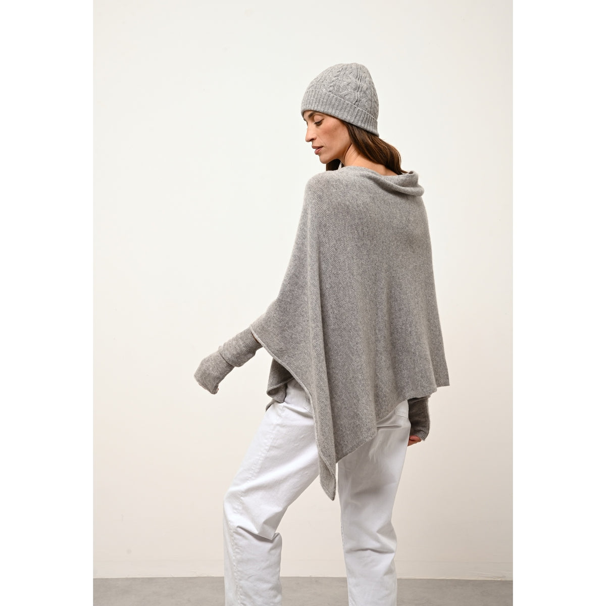Poncho 4-nitkowe - Ashley - Melanżowy Szary