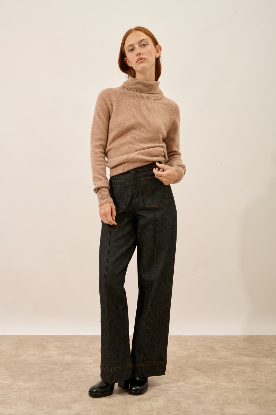 Pull Col Roulé - Lilly - Camel Chiné