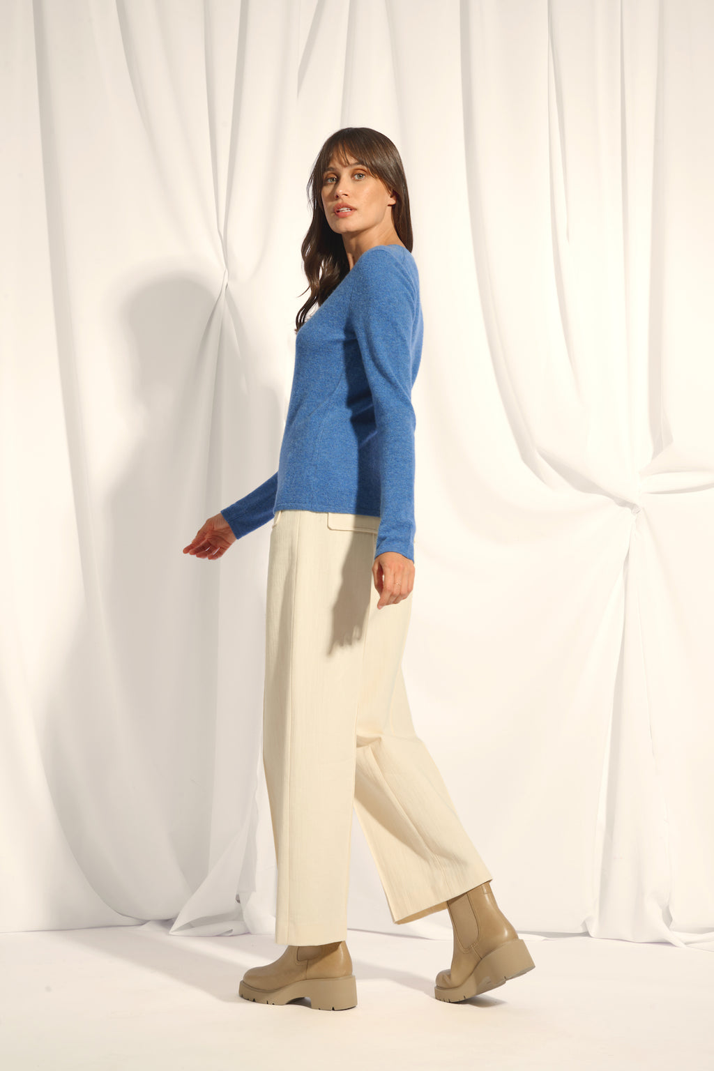 Jersey Cuello V - Joan - Azul Denim