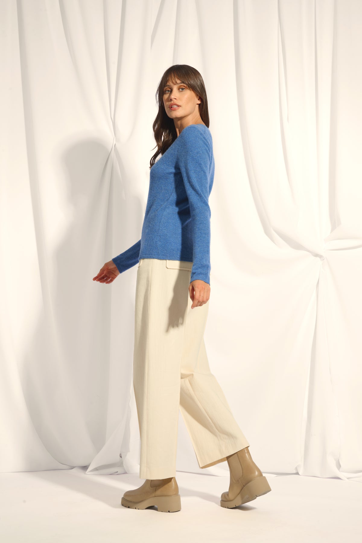 Jersey Cuello V - Joan - Azul Denim