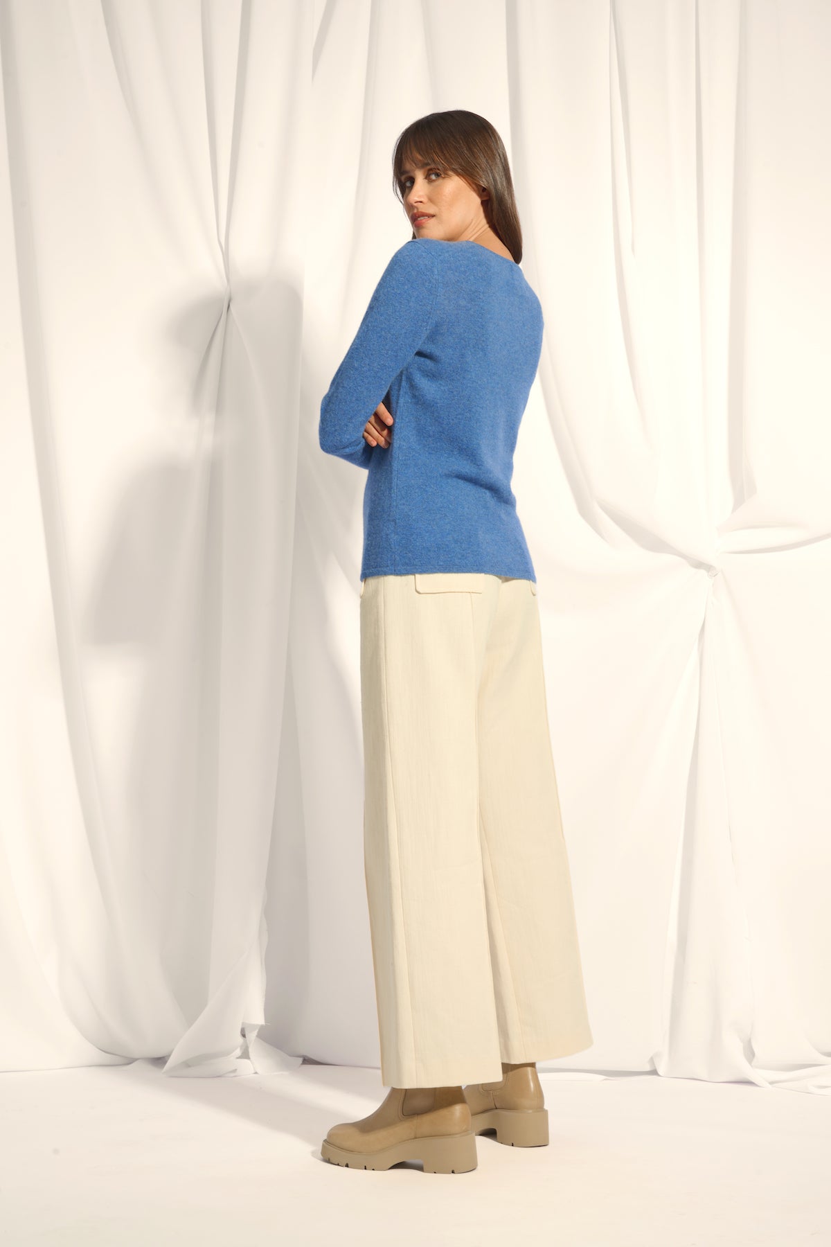 Jersey Cuello V - Joan - Azul Denim