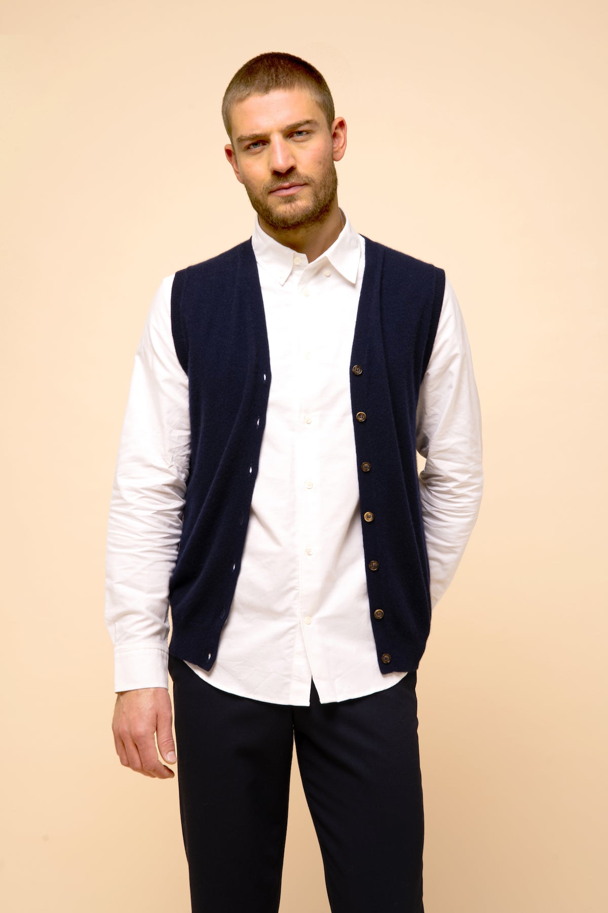 Cardigan Col V Sans Manches - Lana - Navy
