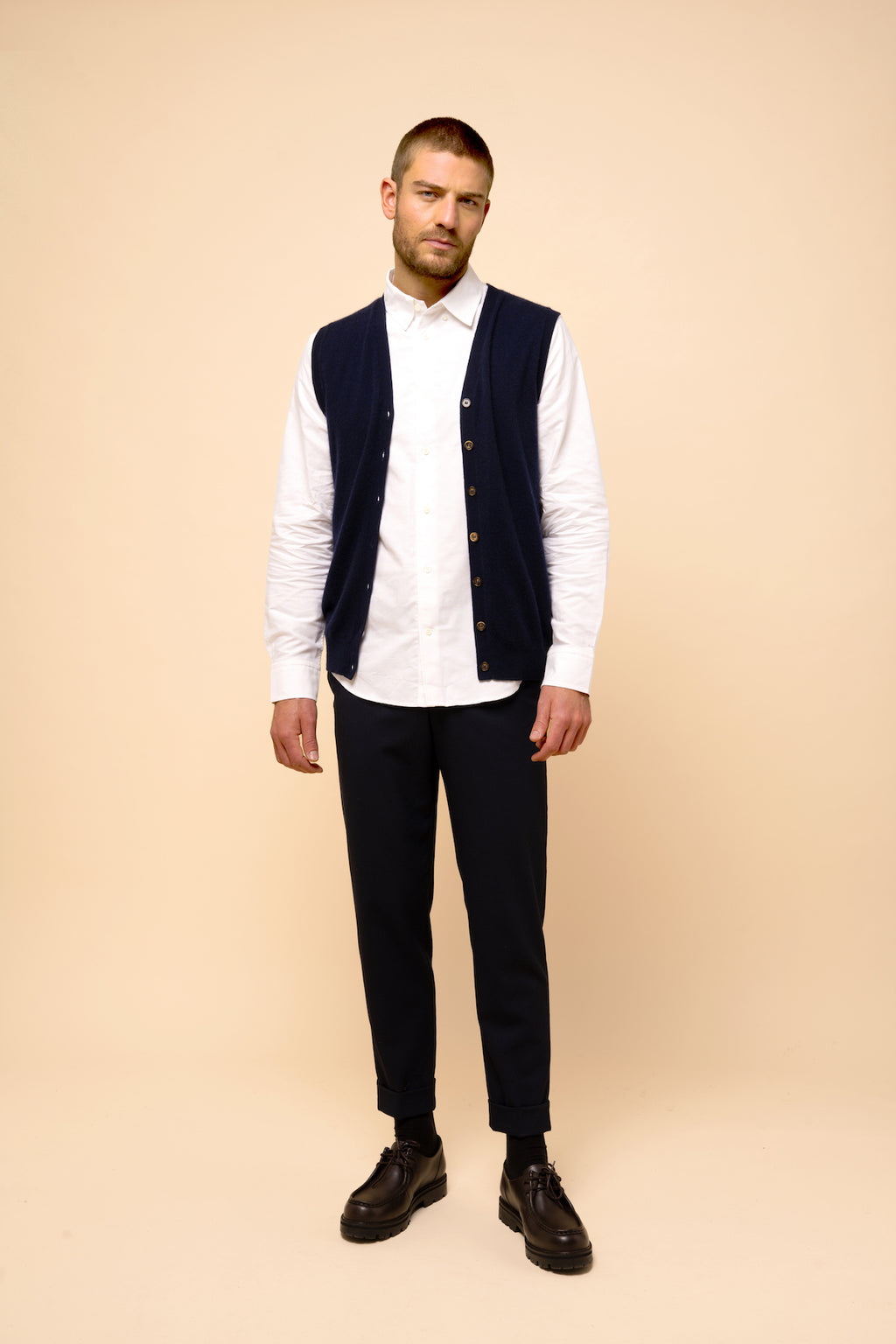 Cardigan Col V Sans Manches - Lana - Navy