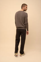 Pullover mit V-Ausschnitt 4-fädig - Nathan - Taupe Meliert