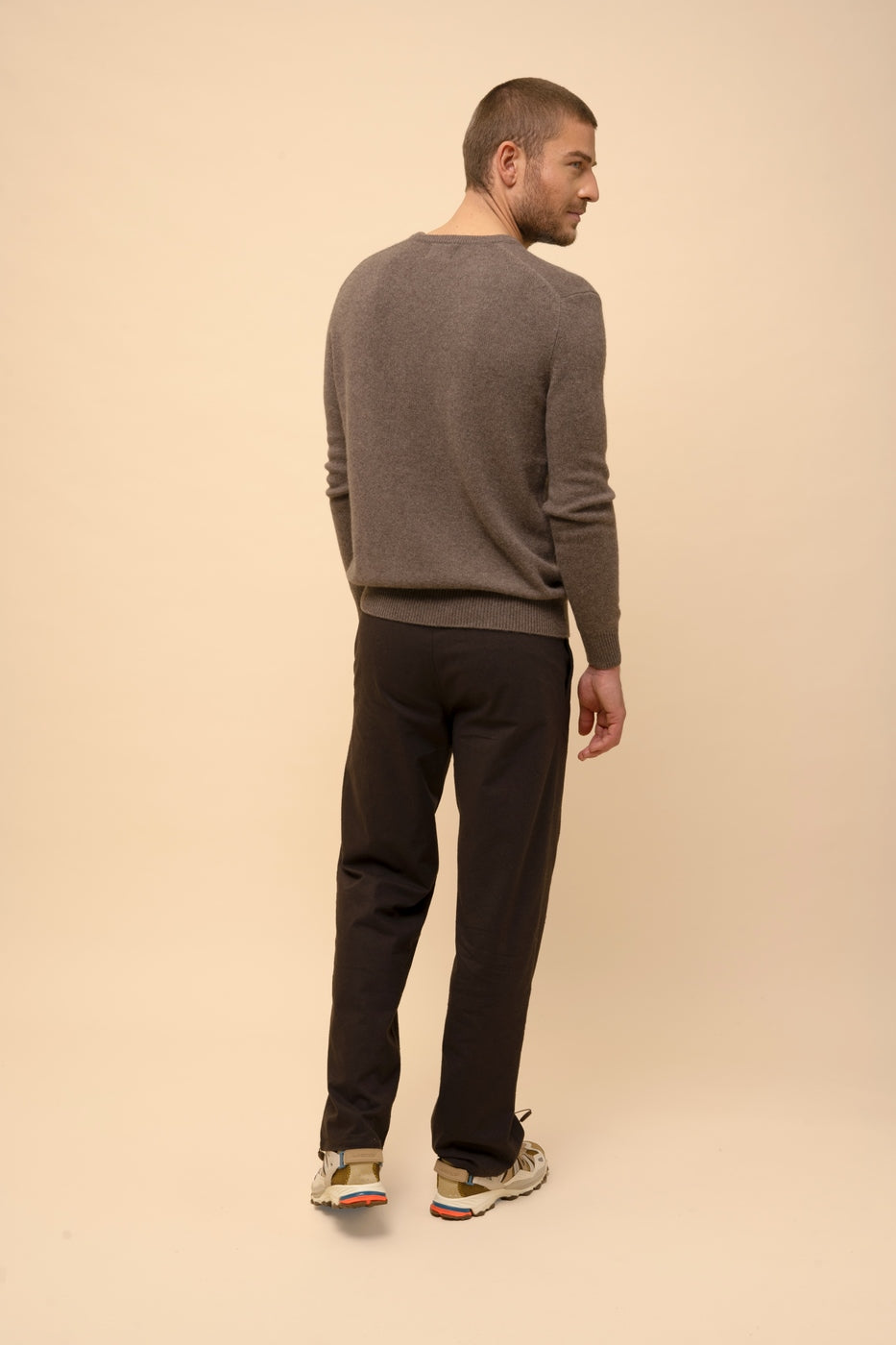 Pullover mit V-Ausschnitt 4-fädig - Nathan - Taupe Meliert