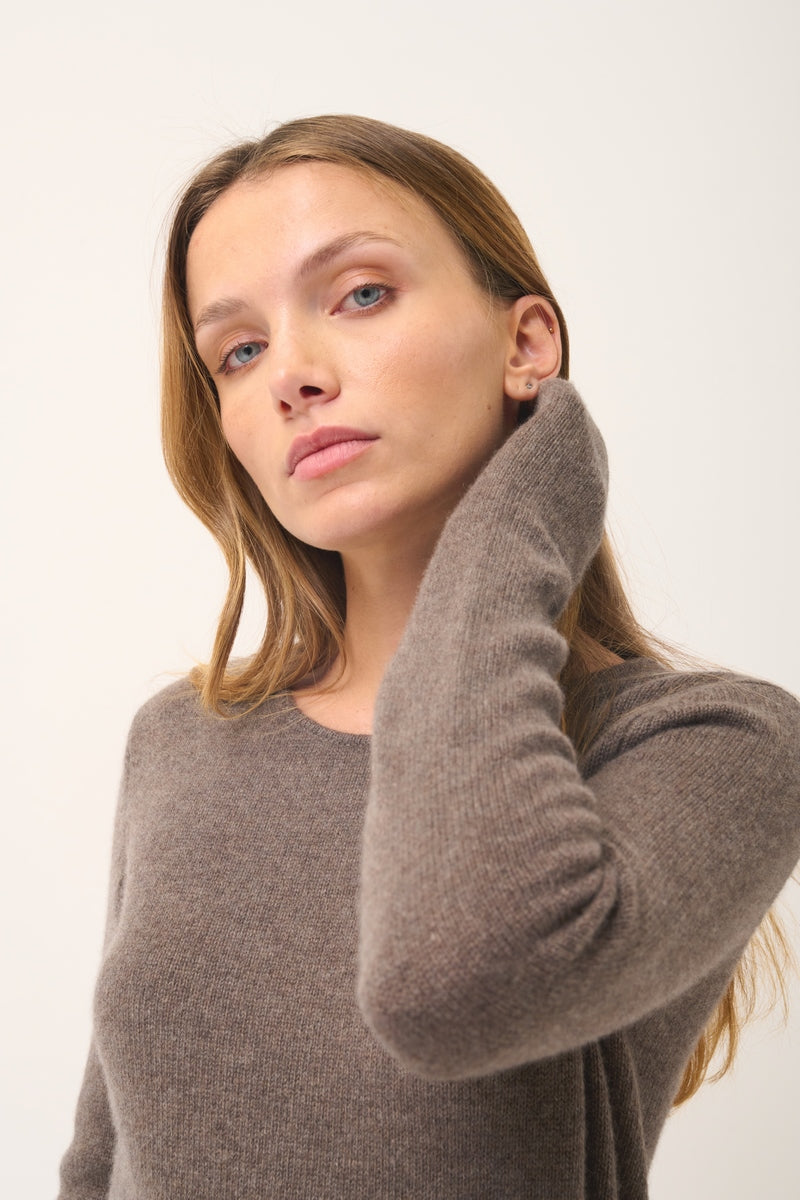 Jersey Cuello Redondo 4 Hilos - Joyce - Taupe Jaspeado