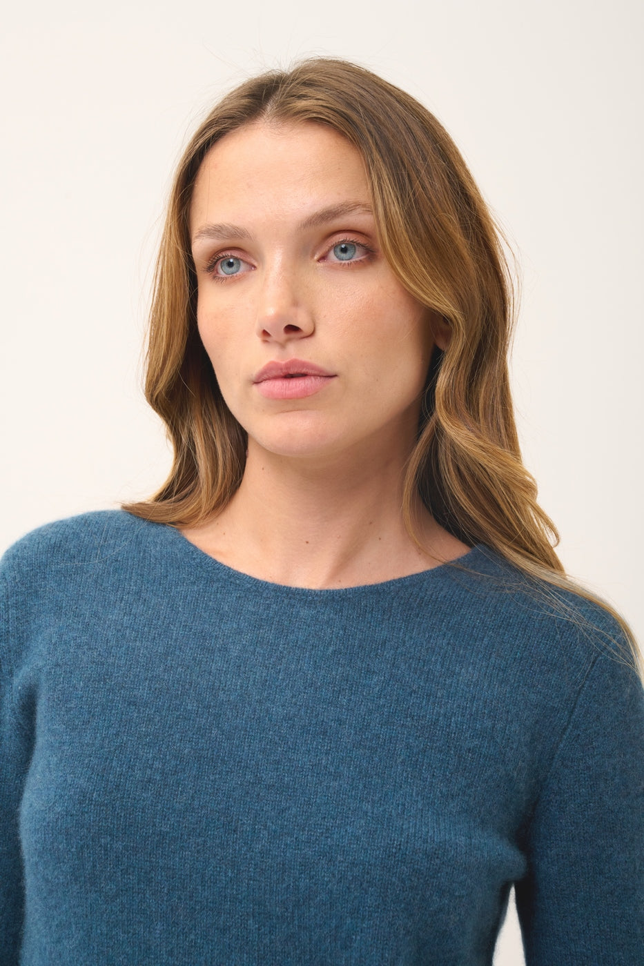 4 Thread Round Neck Sweater - Joyce - Mottled Duck Green