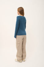 4 Thread Round Neck Sweater - Joyce - Mottled Duck Green