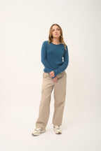 4 Thread Round Neck Sweater - Joyce - Mottled Duck Green
