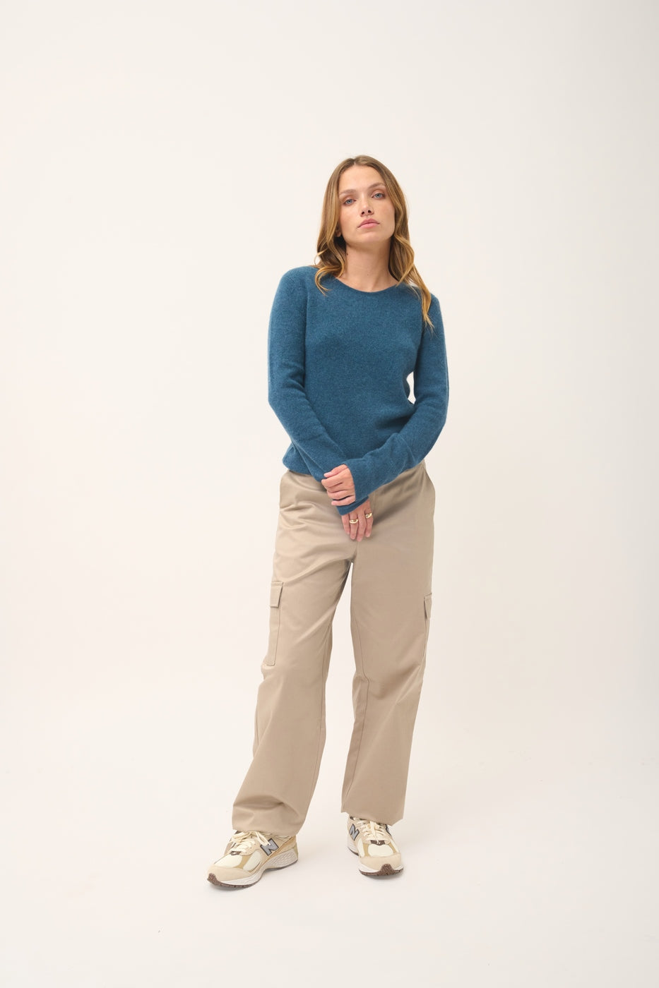 4 Thread Round Neck Sweater - Joyce - Mottled Duck Green