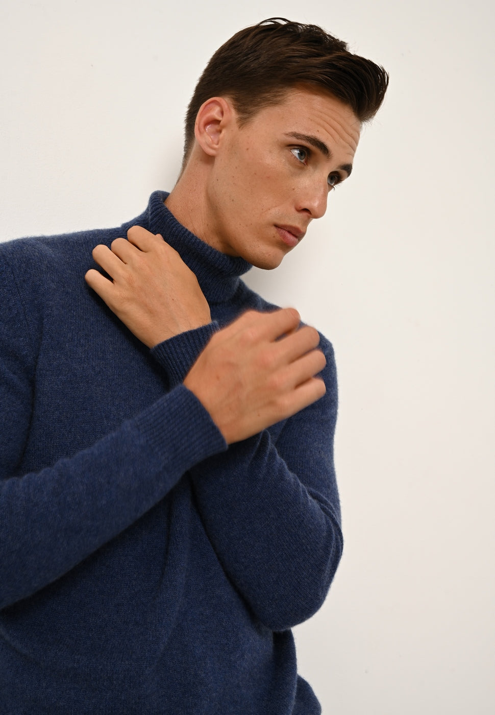 4 Thread Roll Neck Sweater - Sacha - Ocean Heather