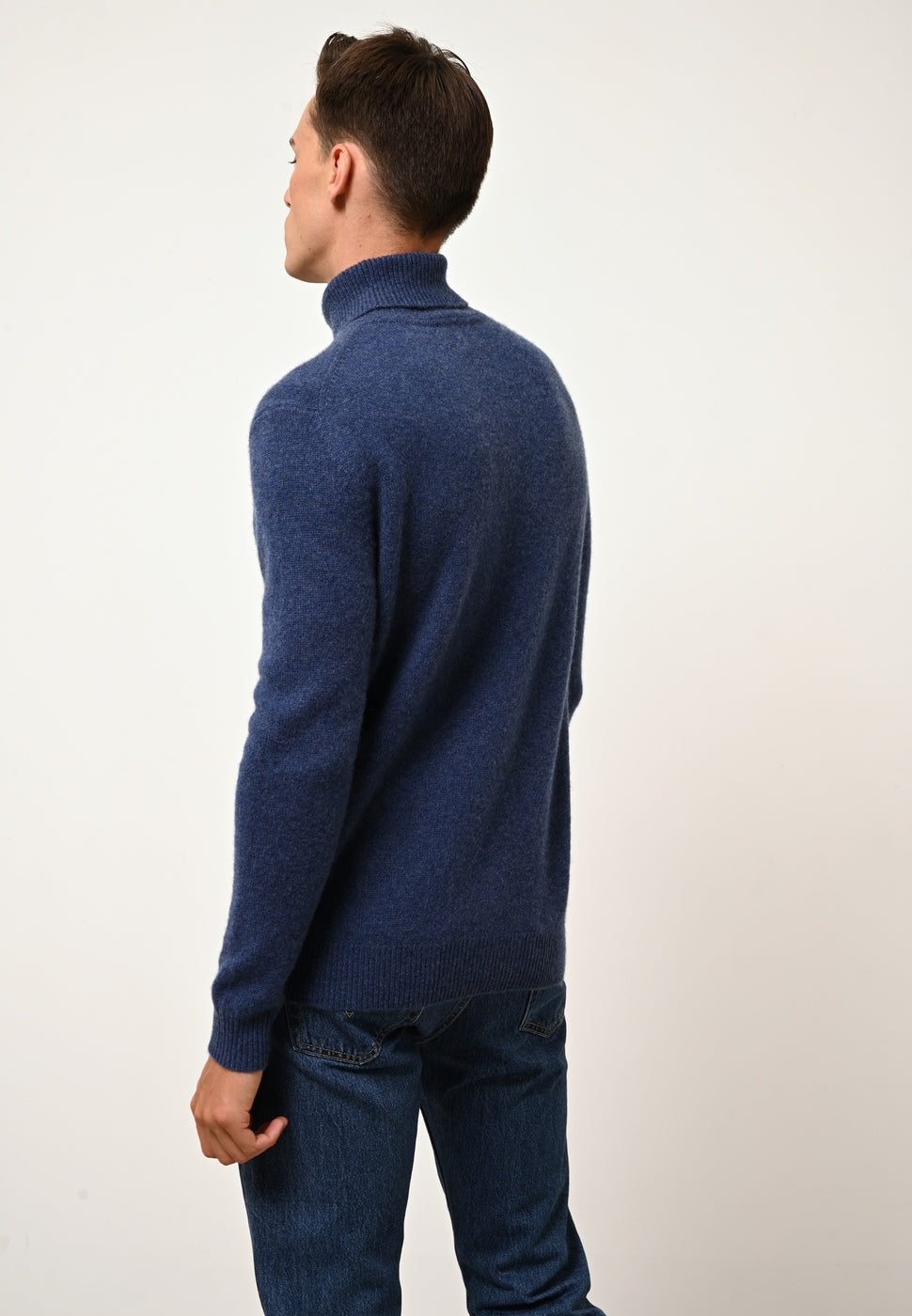 4 Thread Roll Neck Sweater - Sacha - Ocean Heather