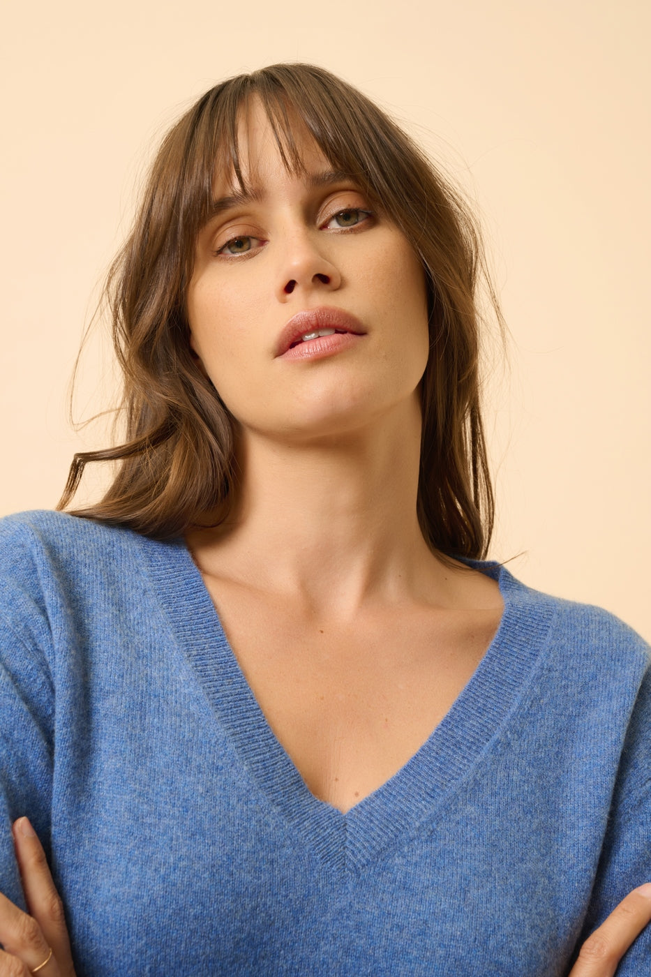 V-Neck Jumper - Nora - Denim Blue