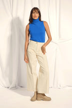 Sleeveless Turtleneck Sweater - Purple - Electric Blue
