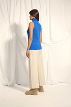 Sleeveless Turtleneck Sweater - Purple - Electric Blue